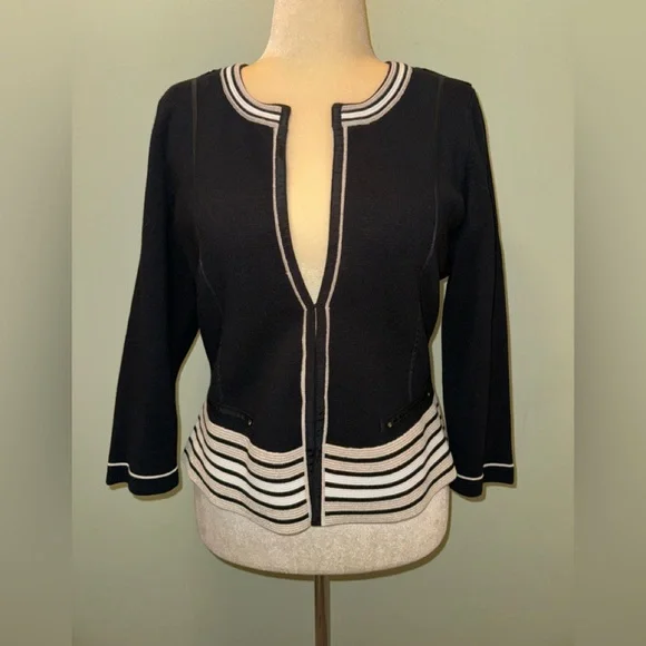 White House Black Market Milano Stripe Jacket-Sz: L- BNWT - Picture 2 of 11